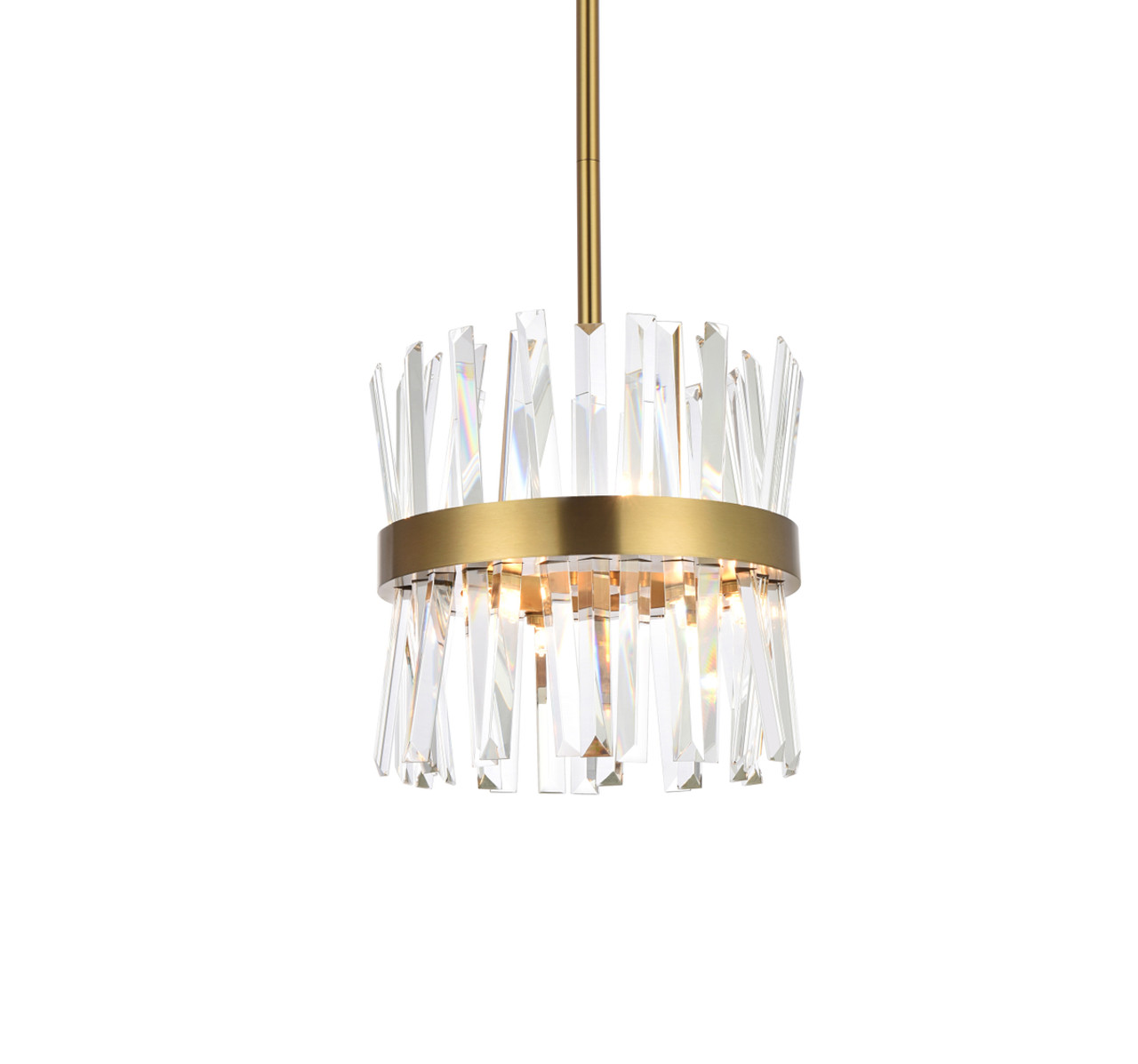 Elegant Lighting 6200D12SG Serephina 12 inch crystal round pendant light in satin gold