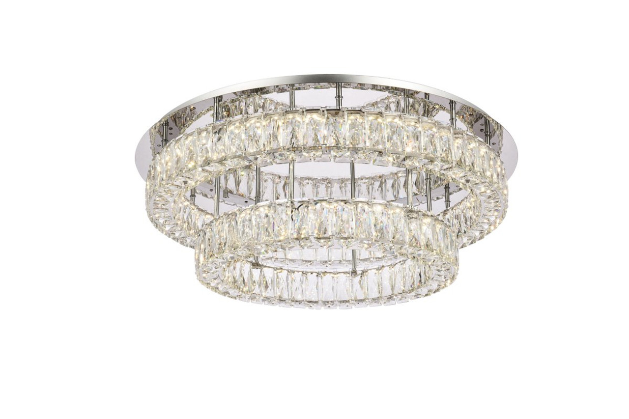 Elegant Lighting 3503F30L2C Monroe 30 inch LED double flush mount in chrome