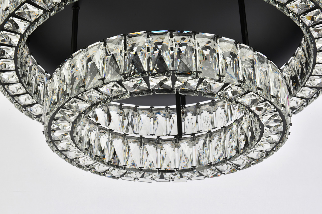 Elegant Lighting 3503F26L2BK Monroe 26 inch LED double flush mount in black