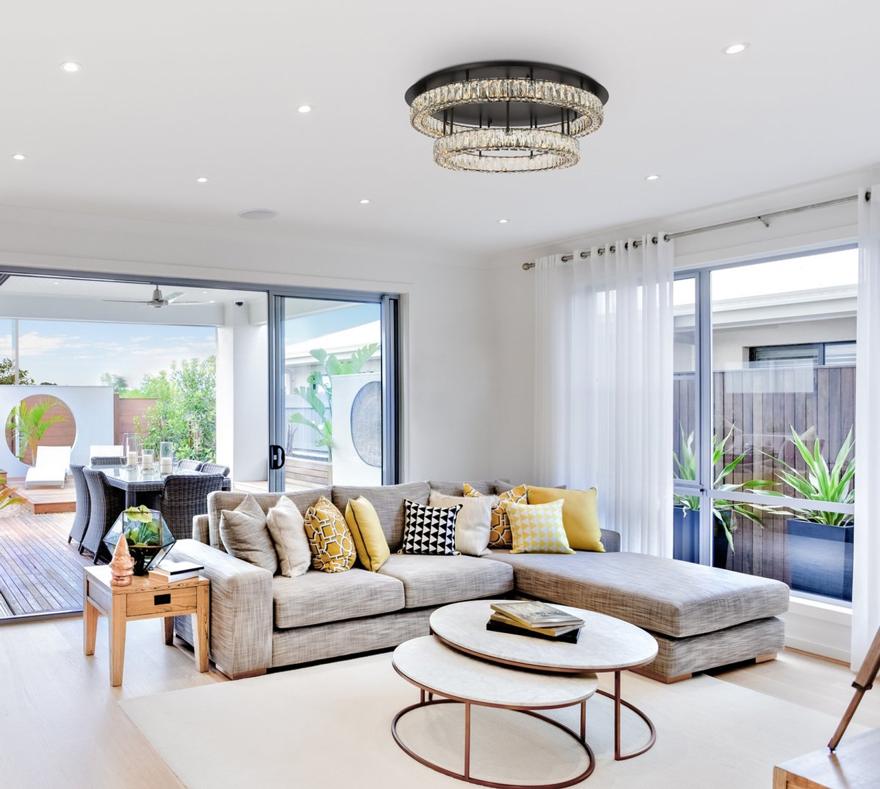 Elegant Lighting 3503F33L2BK Monroe 33 inch LED double flush mount in black Elegant Lighting 3503F33L2BK Monroe 33 inch LED double flush mount in black