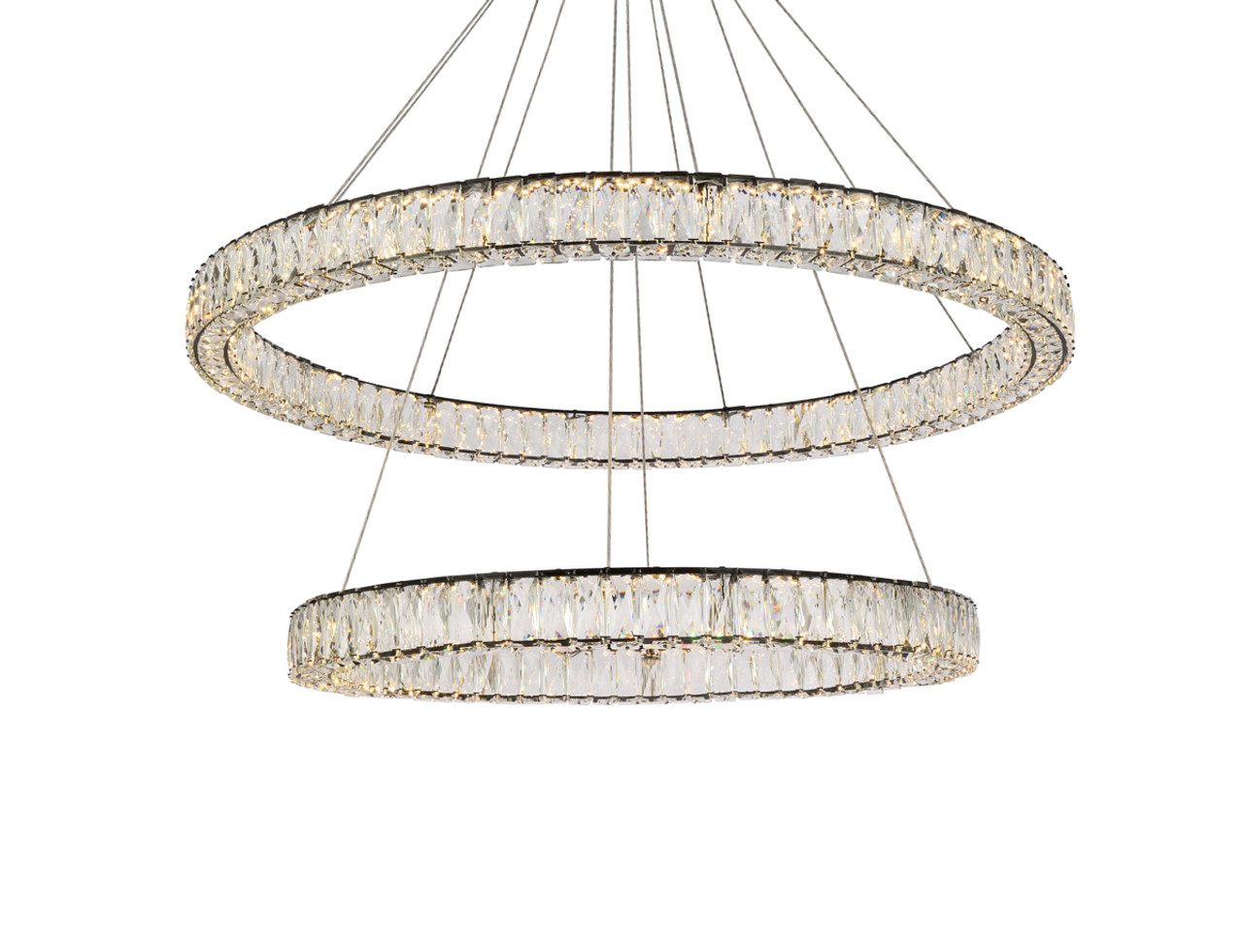 Elegant Lighting 3503D42BK Monroe 42 inch LED round double ring pendant in black