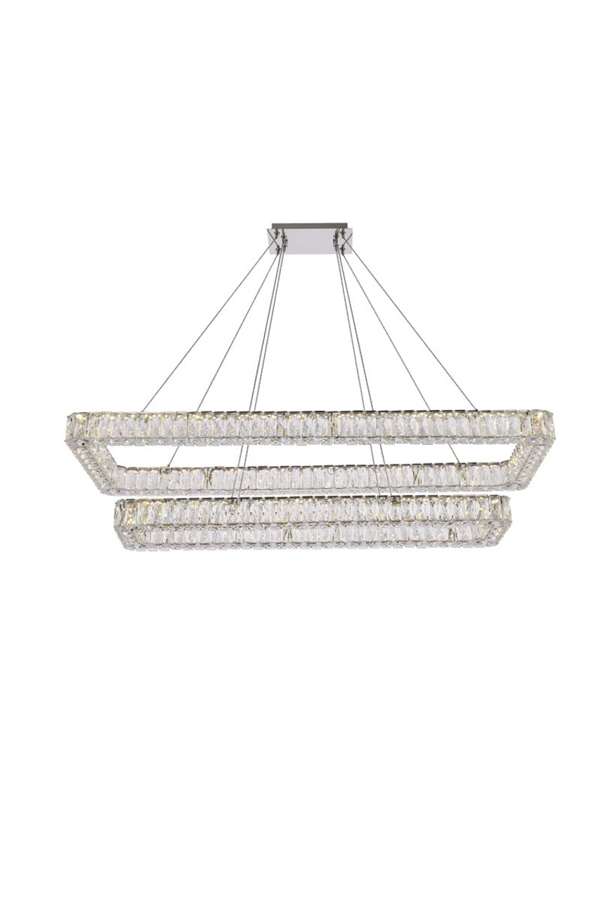 Elegant Lighting 3504G50L2C Monroe 50 inch LED double rectangle pendant in chrome