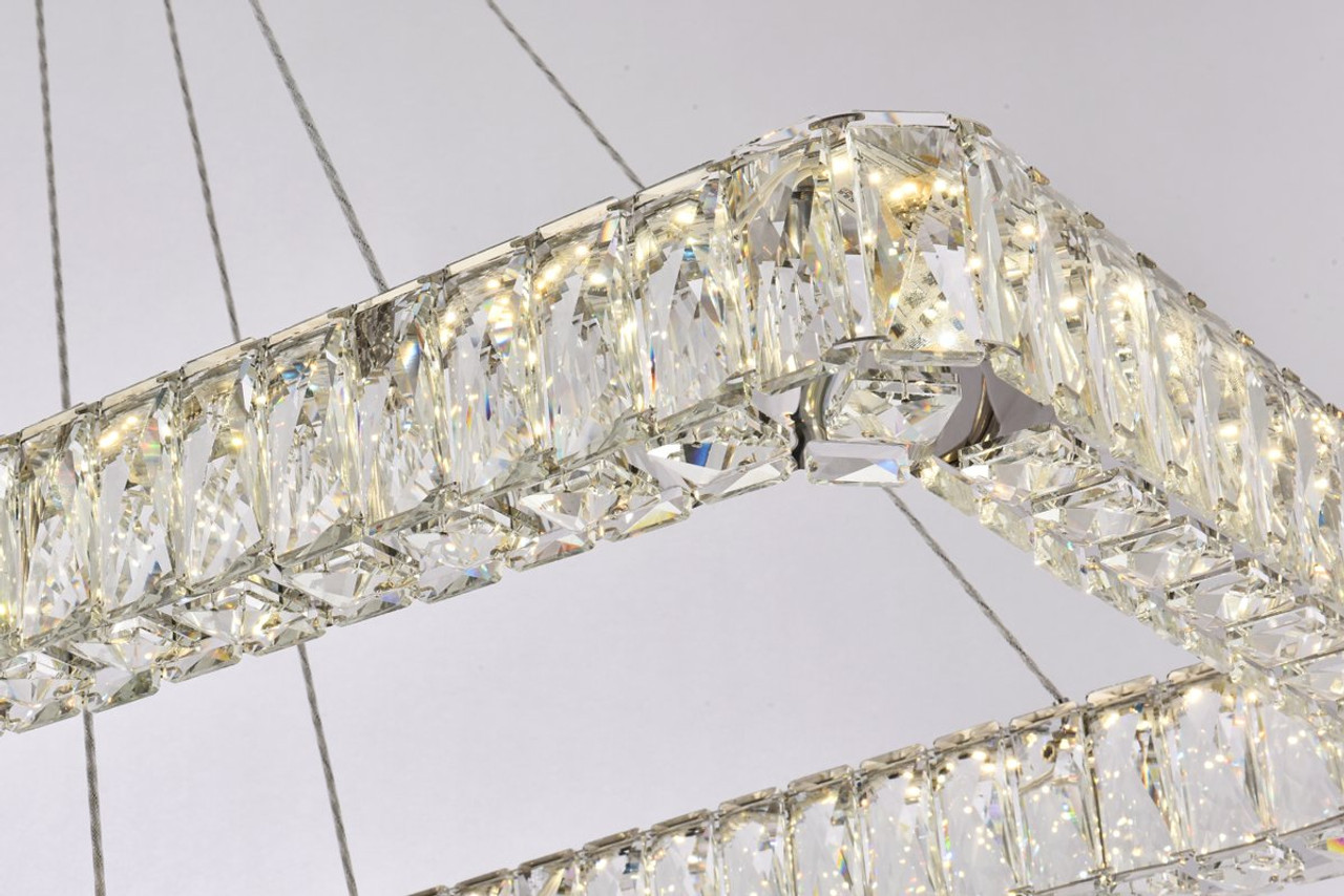 Elegant Lighting 3504G50L2C Monroe 50 inch LED double rectangle pendant in chrome