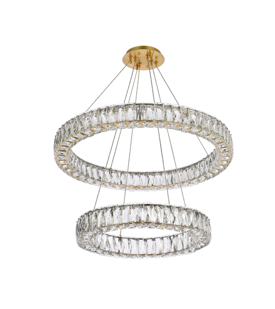 Elegant Lighting 3503G28G Monroe 28 inch LED double ring chandelier in gold