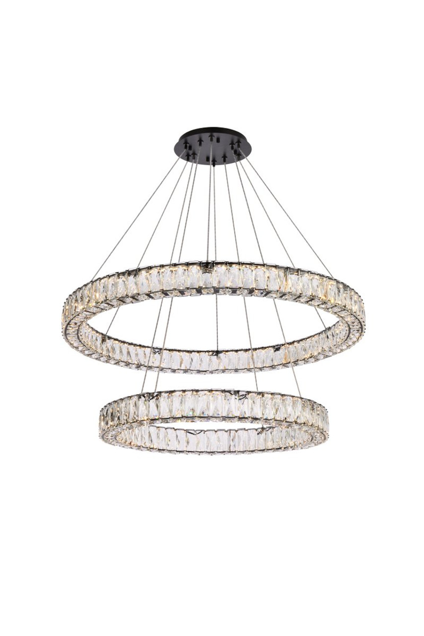 Elegant Lighting 3503G36BK Monroe 36 inch LED double ring chandelier in black