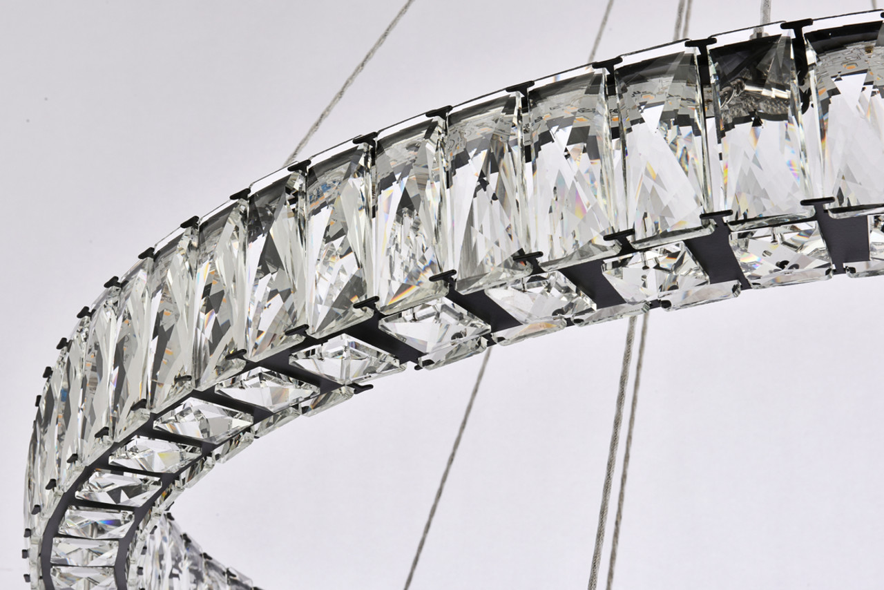 Elegant Lighting 3503G36BK Monroe 36 inch LED double ring chandelier in black