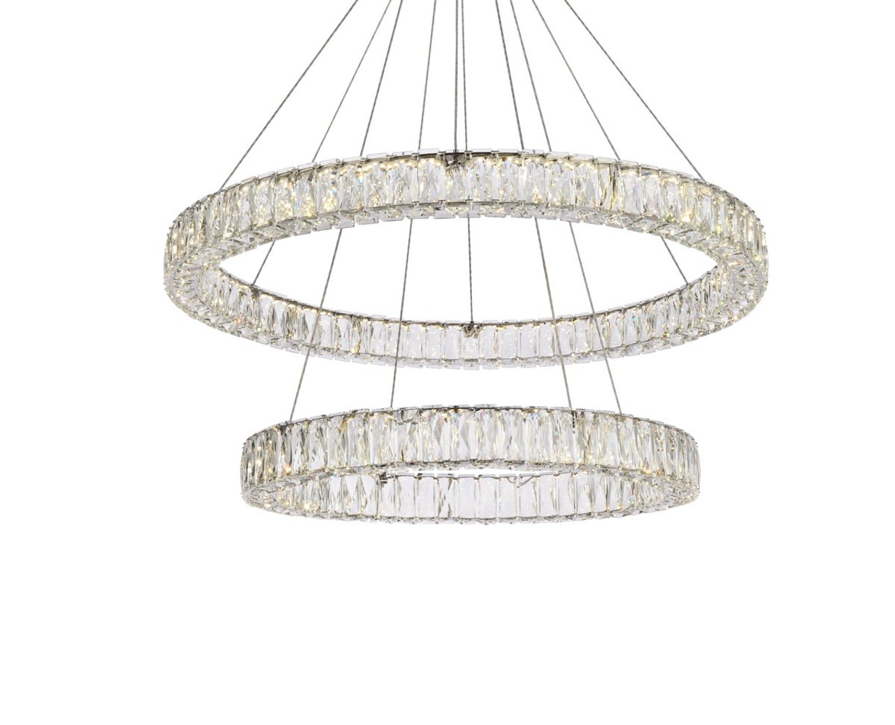 Elegant Lighting 3503G36C Monroe 36 inch LED double ring chandelier in chrome