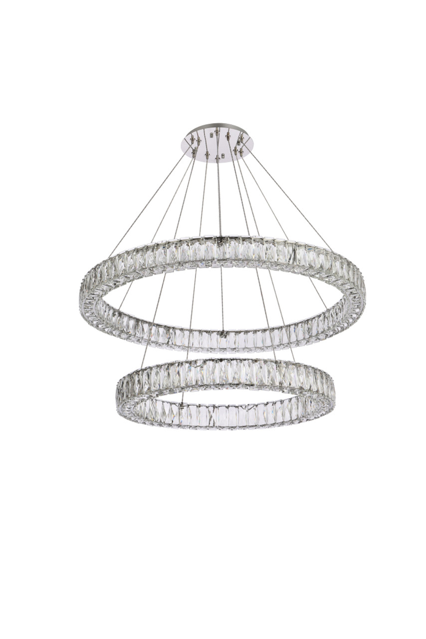 Elegant Lighting 3503G36C Monroe 36 inch LED double ring chandelier in chrome