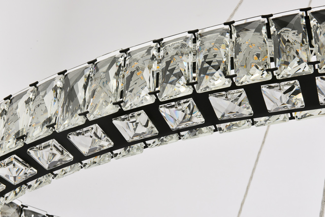 Elegant Lighting 3503D48BK Monroe 48 inch LED oval double ring pendant in black