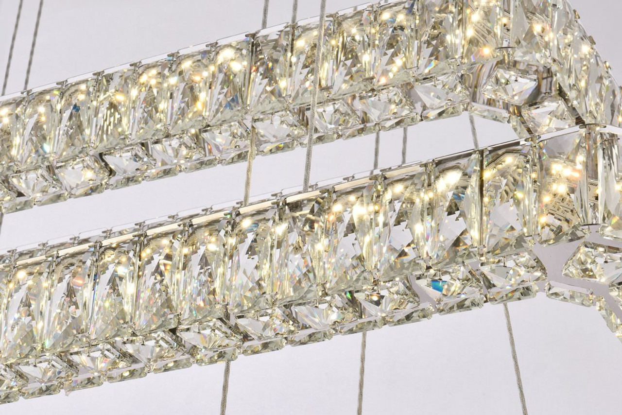 Elegant Lighting 3504G42L3C Monroe 42 inch LED triple rectangle pendant in chrome