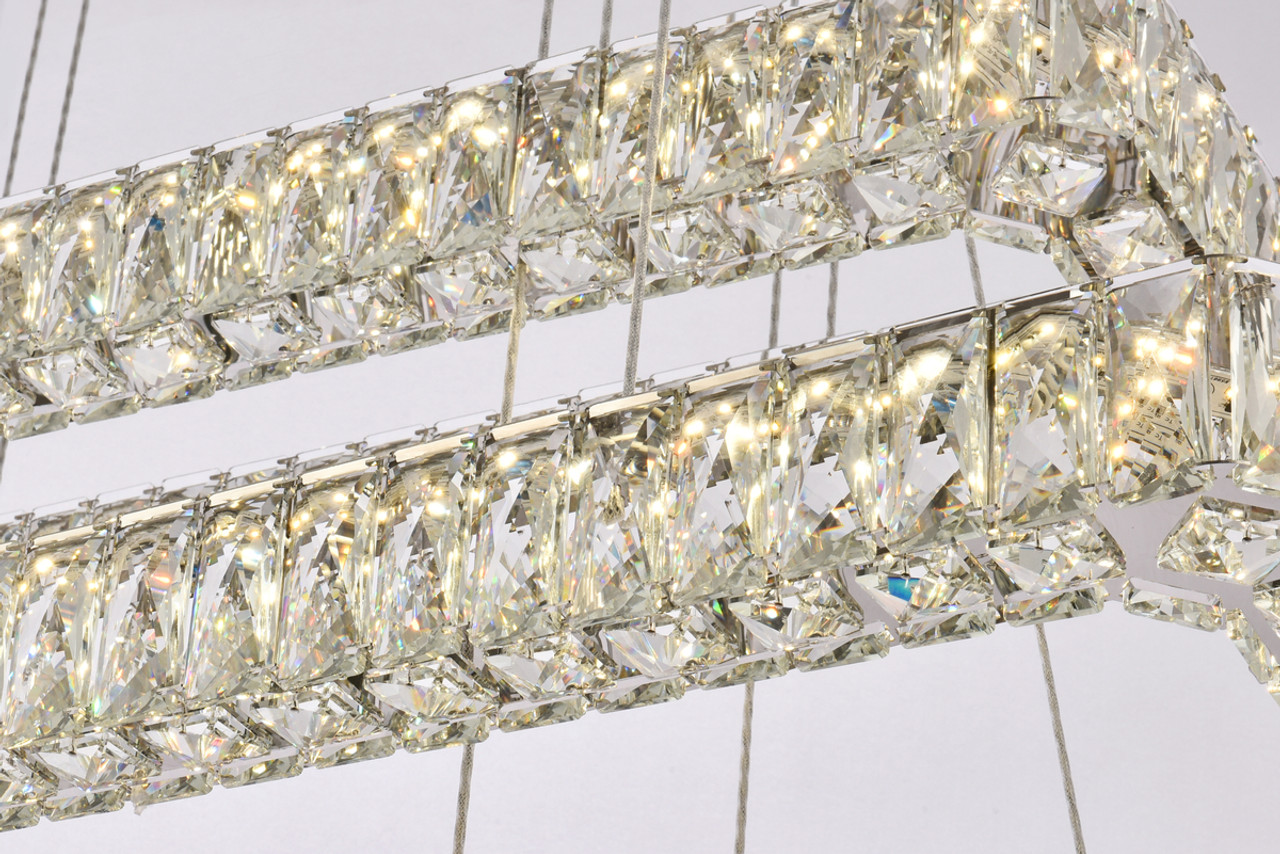 Elegant Lighting 3504G42L3C Monroe 42 inch LED triple rectangle pendant in chrome