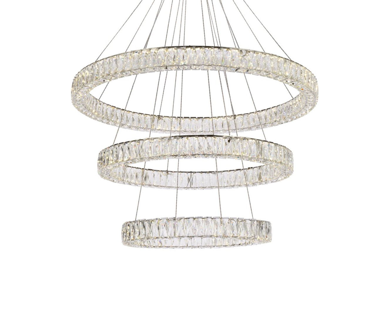 Elegant Lighting 3503G41LC Monroe 41 inch LED triple ring chandelier in chrome