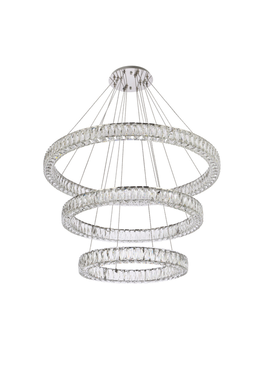 Elegant Lighting 3503G41LC Monroe 41 inch LED triple ring chandelier in chrome