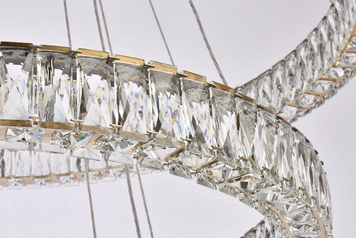 Elegant Lighting 3503G41LG Monroe 41 inch LED triple ring chandelier in gold