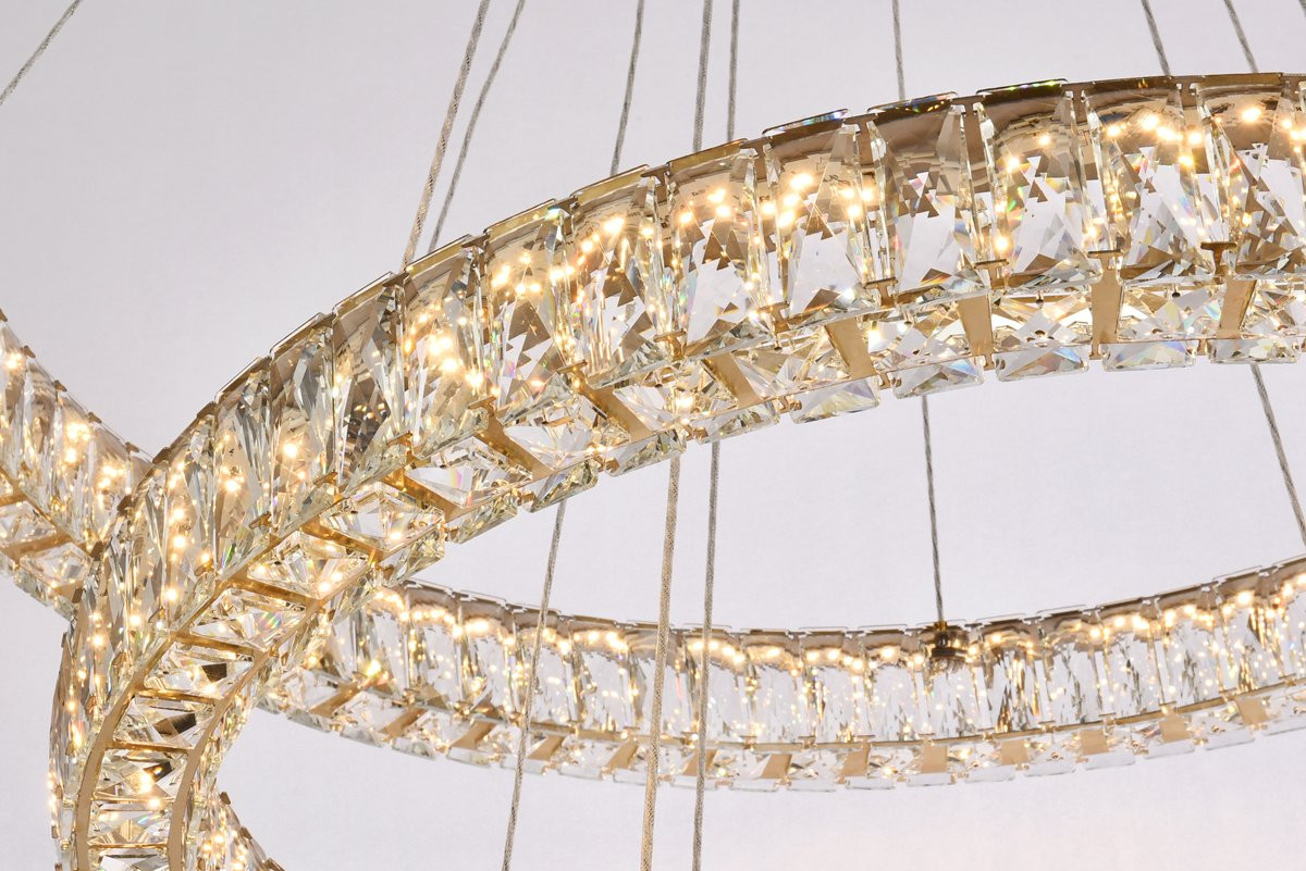 Elegant Lighting 3503G41LG Monroe 41 inch LED triple ring chandelier in gold