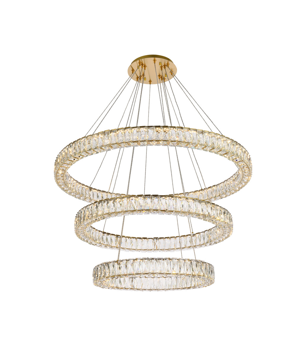 Elegant Lighting 3503G41LG Monroe 41 inch LED triple ring chandelier in gold