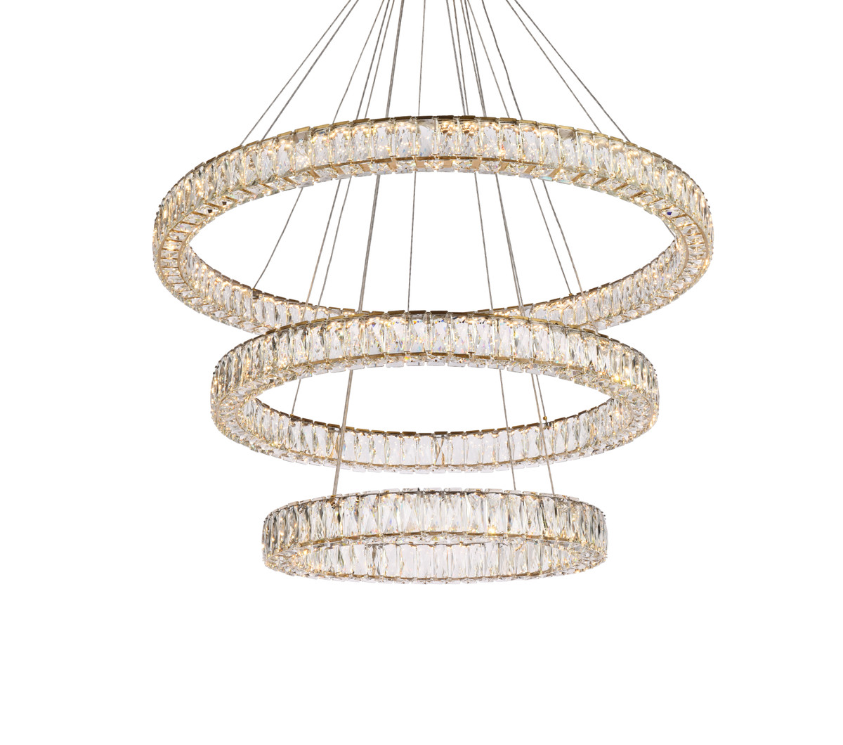 Elegant Lighting 3503G41LG Monroe 41 inch LED triple ring chandelier in gold