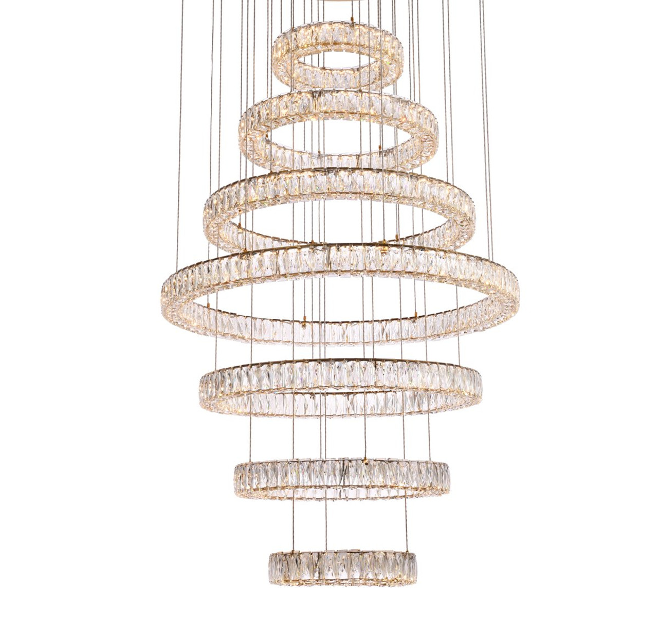 Elegant Lighting 3503G7LG Monroe 40 inch LED seven ring chandelier in gold