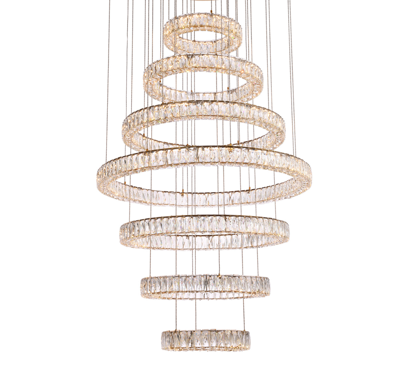 Elegant Lighting 3503G7LG Monroe 40 inch LED seven ring chandelier in gold