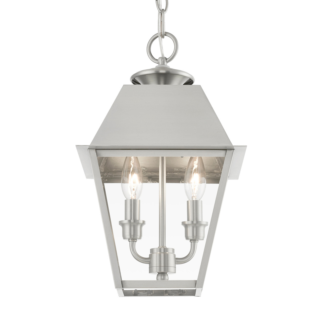 LIVEX LIGHTING 27217-91 2 Light Brushed Nickel Outdoor Medium Pendant Lantern