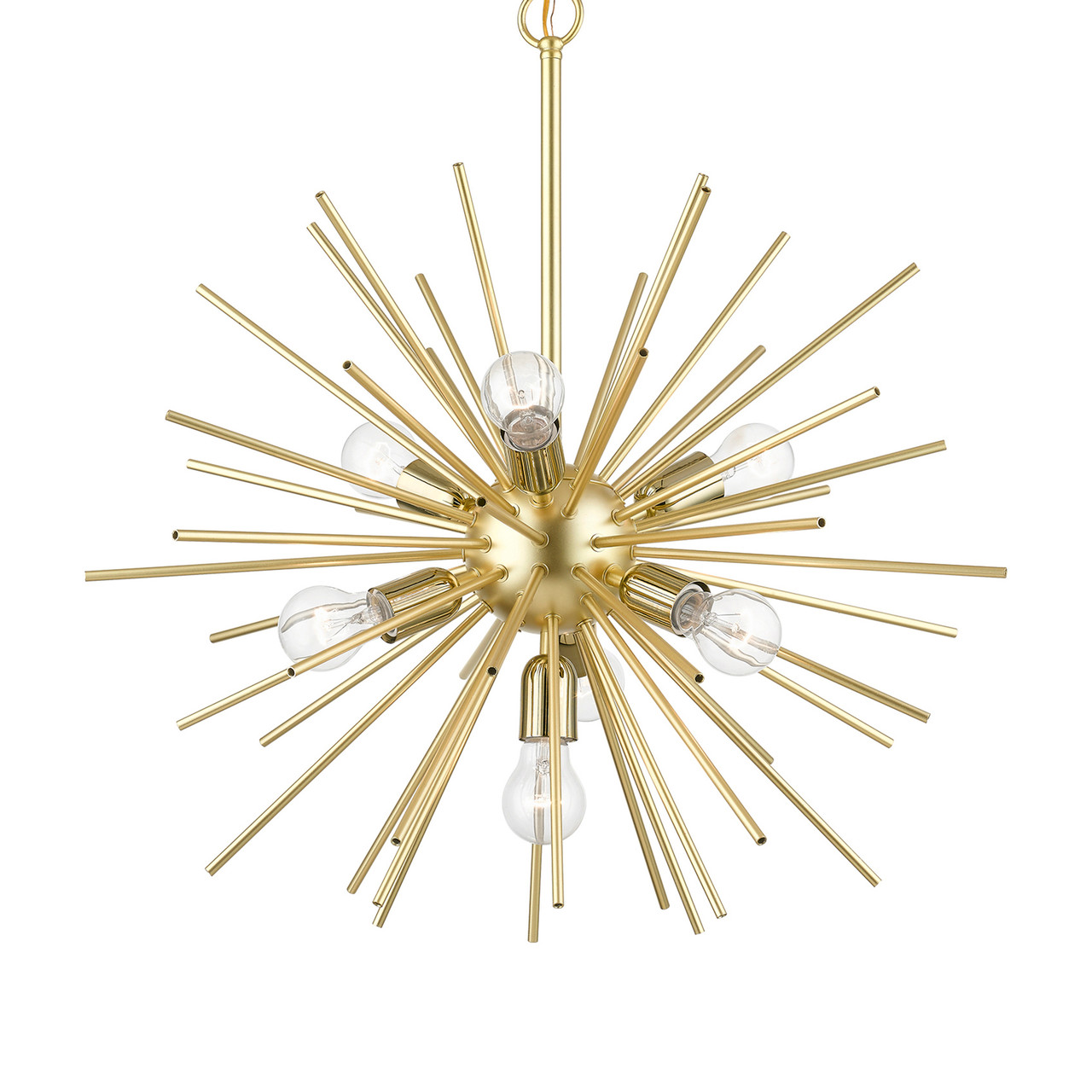 LIVEX LIGHTING 46175-33 7 Light Soft Gold with Polished Brass Accents Pendant Chandelier