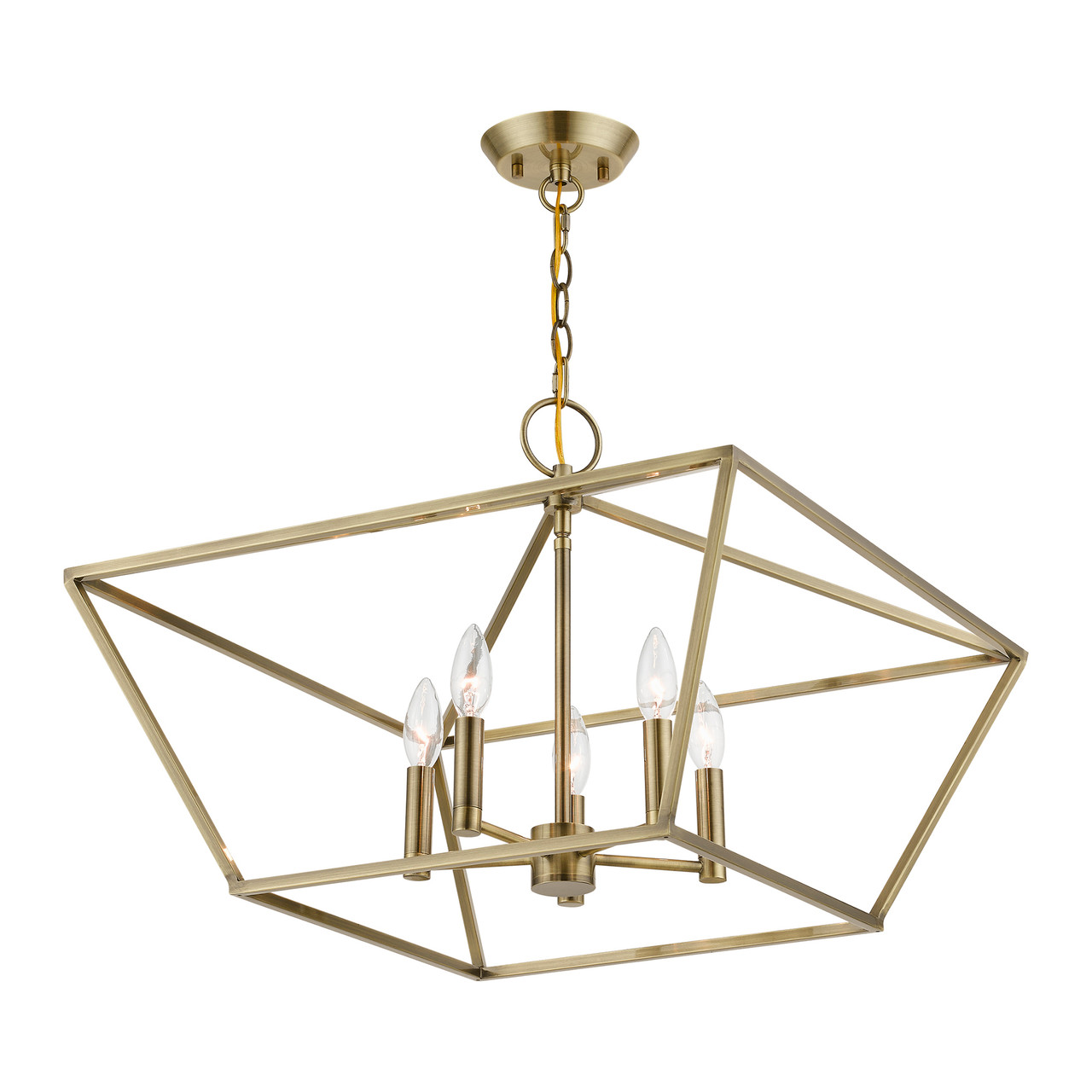 LIVEX LIGHTING 49435-01 5 Light Antique Brass Chandelier