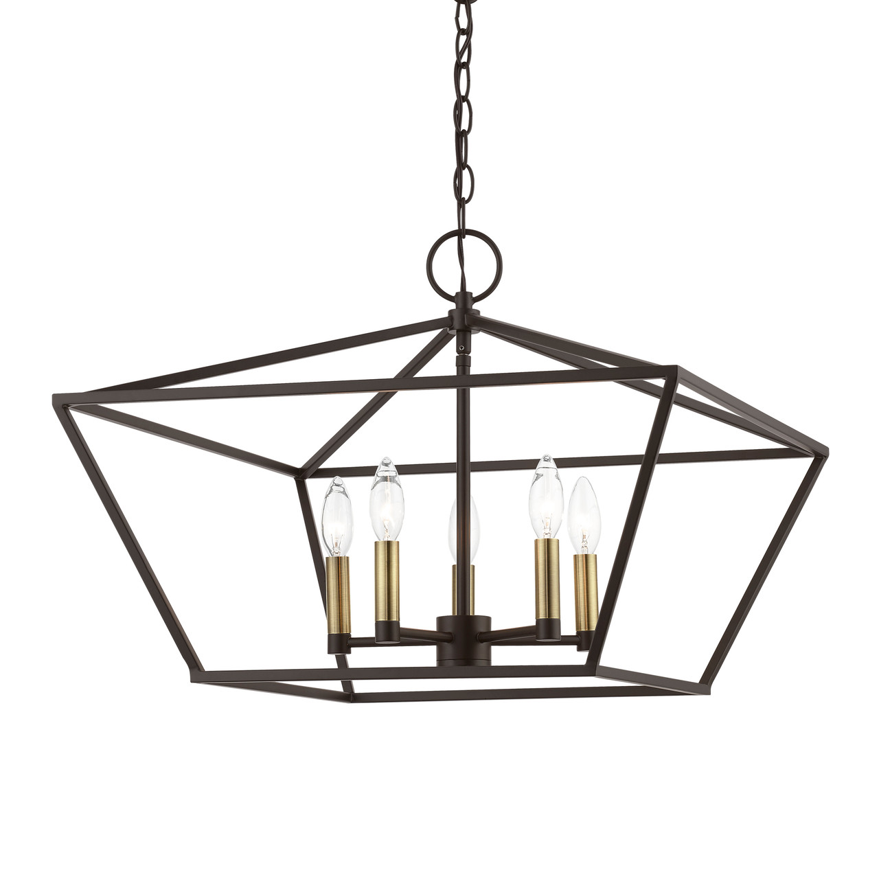 LIVEX LIGHTING 49435-07 5 Light Bronze with Antique Brass Accents Chandelier