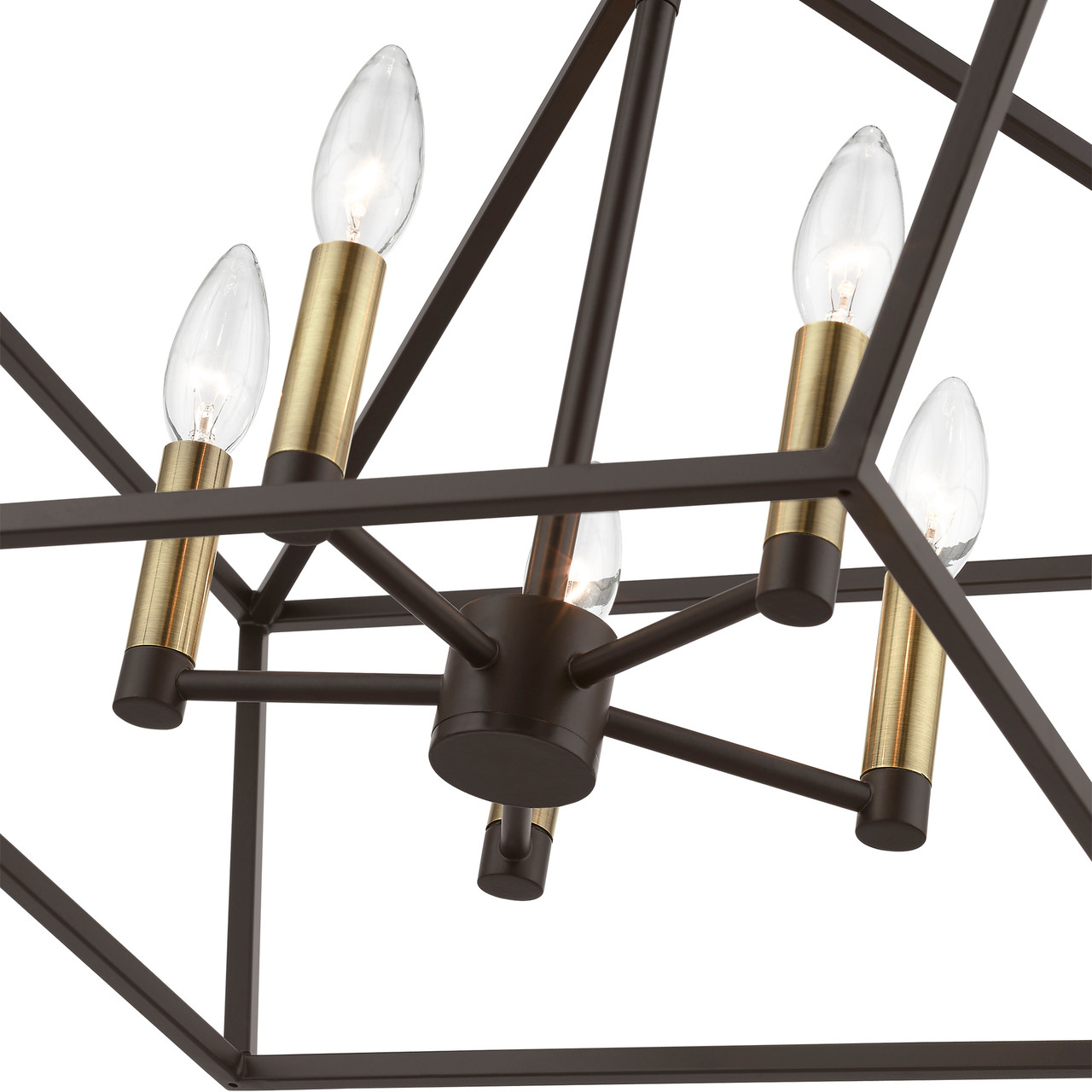 LIVEX LIGHTING 49435-07 5 Light Bronze with Antique Brass Accents Chandelier