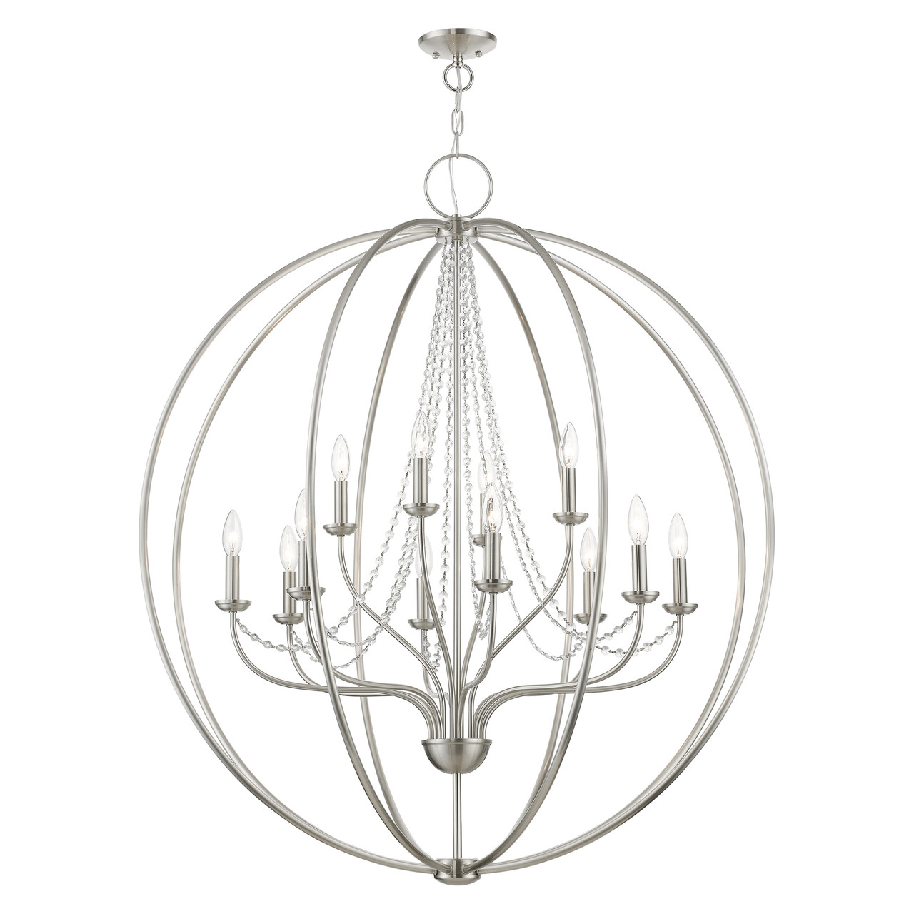 LIVEX LIGHTING 40919-91 12 Light Brushed Nickel Grande Foyer Chandelier