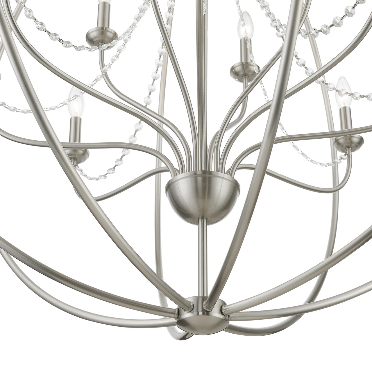 LIVEX LIGHTING 40919-91 12 Light Brushed Nickel Grande Foyer Chandelier