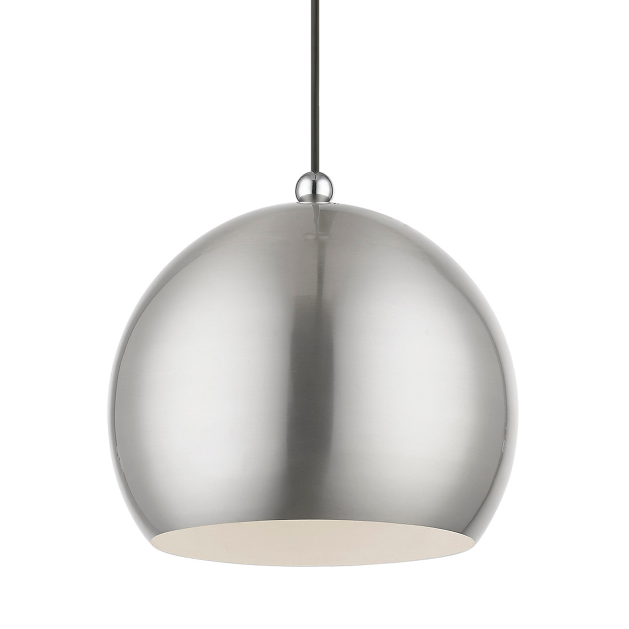 LIVEX LIGHTING 45482-91 1 Light Brushed Nickel with Polished Chrome Accents Globe Pendant