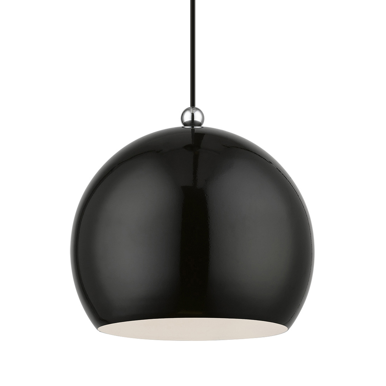 LIVEX LIGHTING 45482-68 1 Light Shiny Black with Polished Chrome Accents Globe Pendant