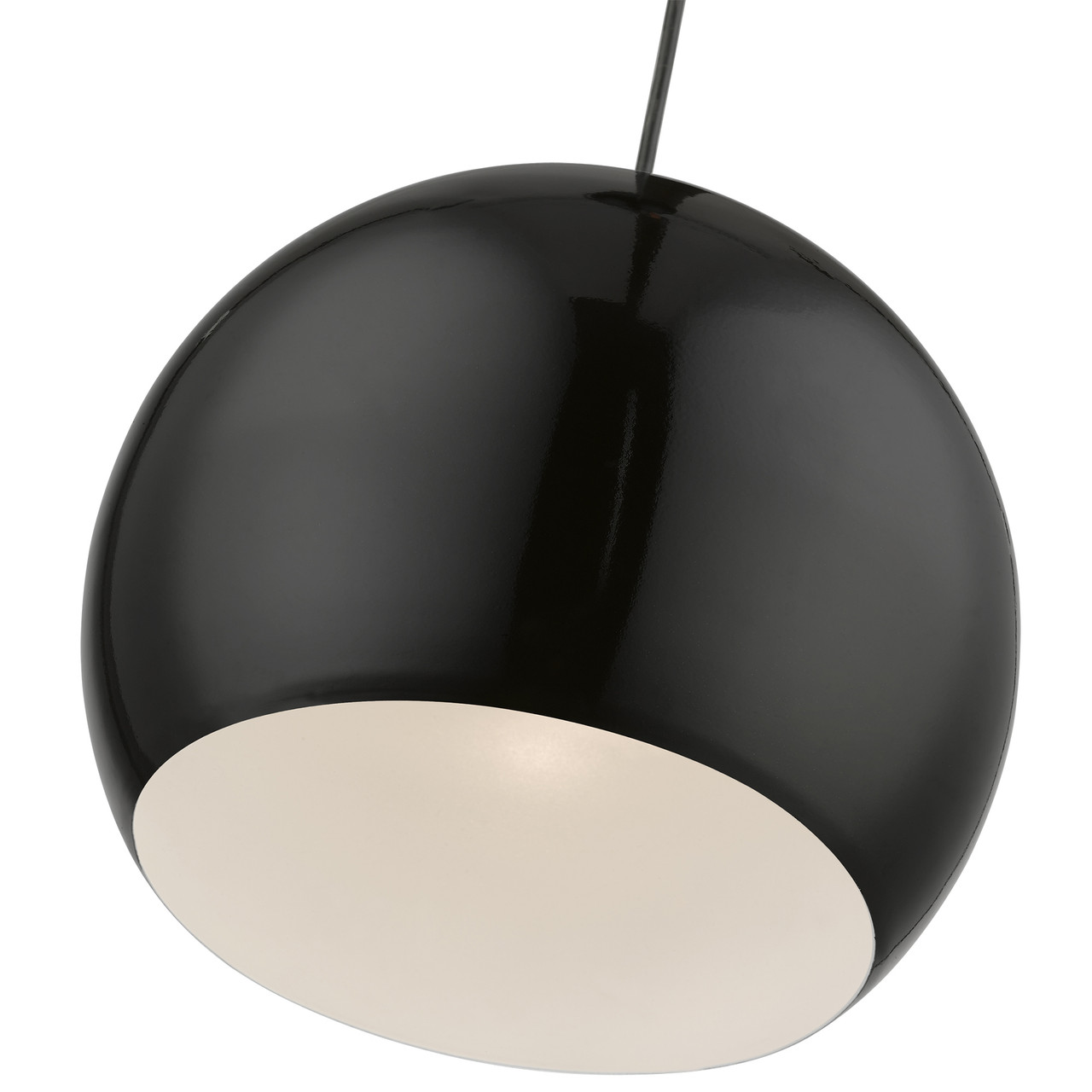 LIVEX LIGHTING 45482-68 1 Light Shiny Black with Polished Chrome Accents Globe Pendant