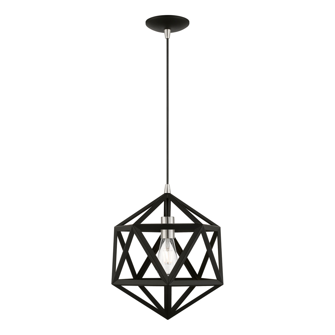 LIVEX LIGHTING 41328-04 1 Light Black with Brushed Nickel Accents Pendant