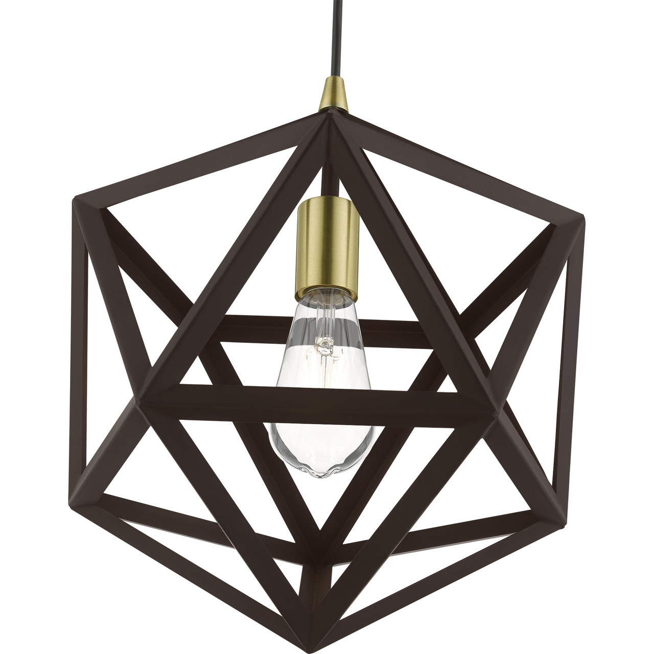 LIVEX LIGHTING 41328-07 1 Light Bronze with Antique Brass Accents Pendant