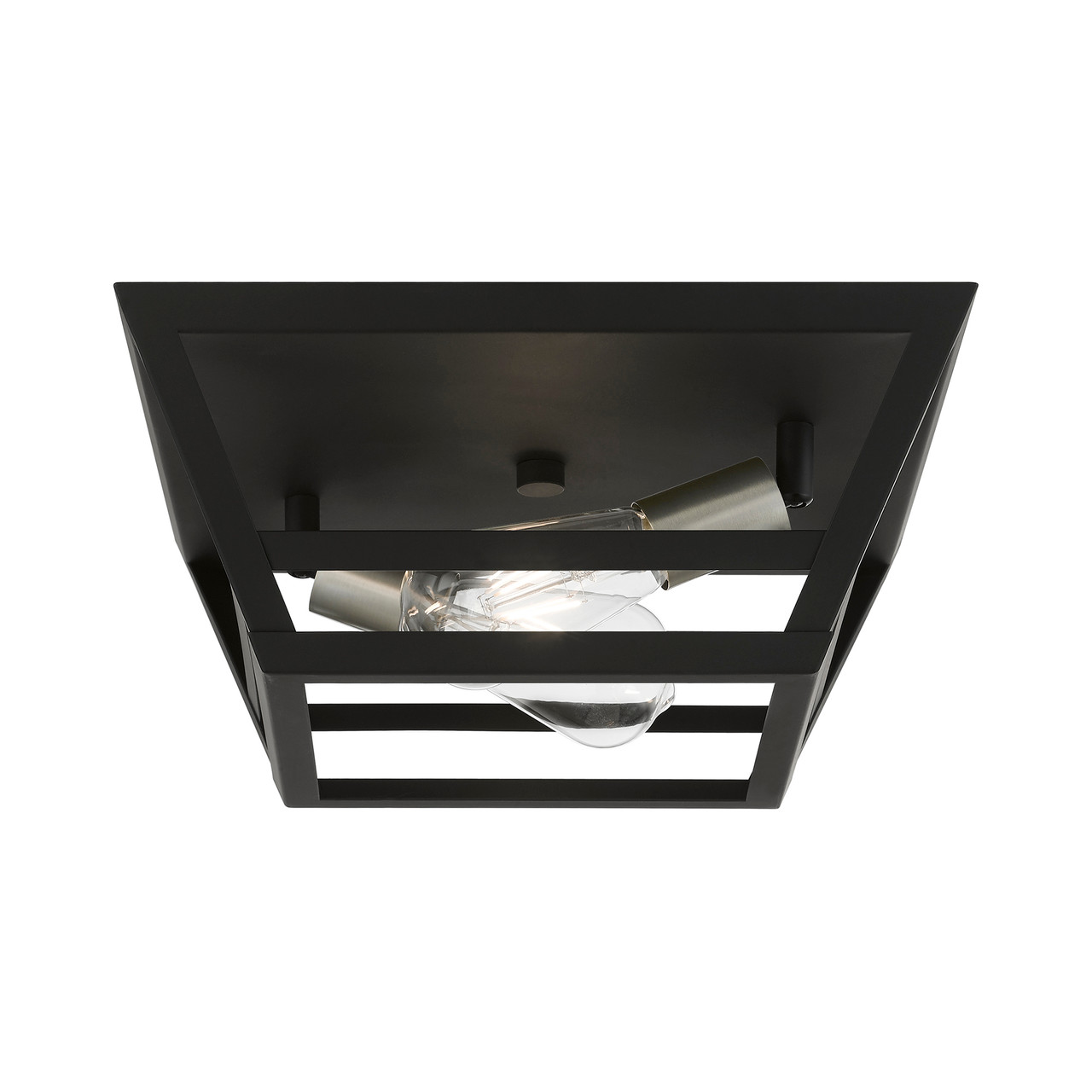 LIVEX LIGHTING 49560-04 2 Light Black with Brushed Nickel Accents Flush Mount