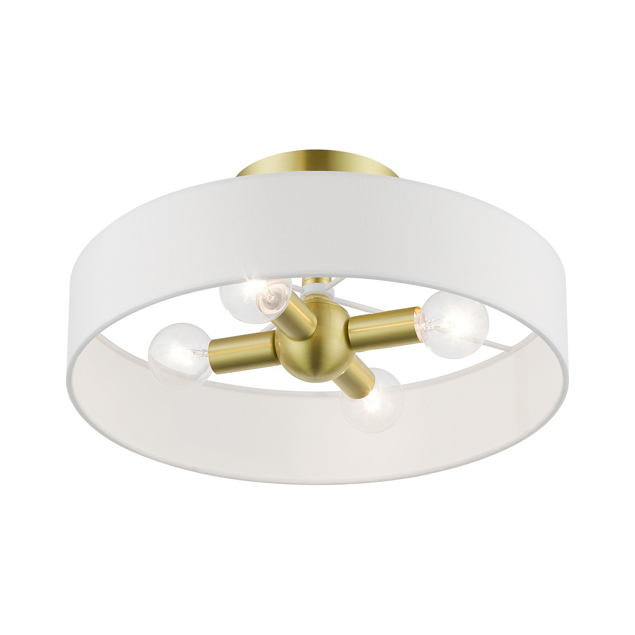 LIVEX LIGHTING 46927-12 4 Light Satin Brass with Shiny White Accents Semi-Flush
