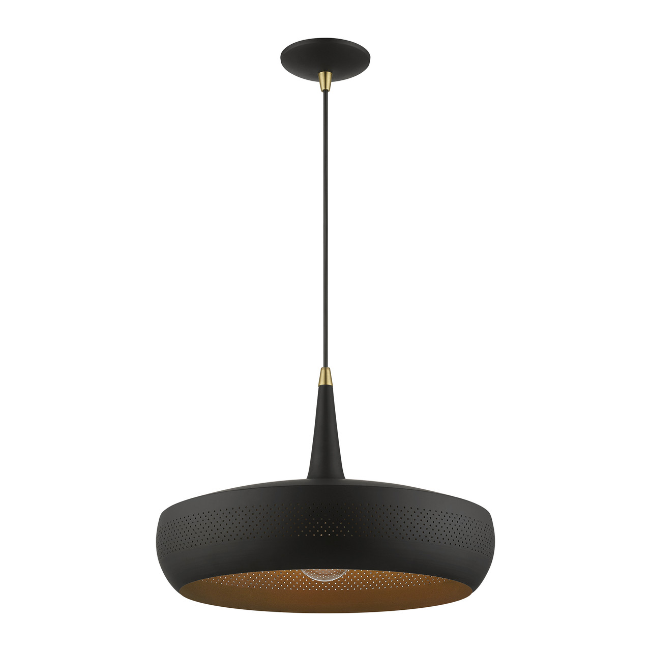 LIVEX LIGHTING 49353-04 1 Light Black with Antique Brass Accents Pendant