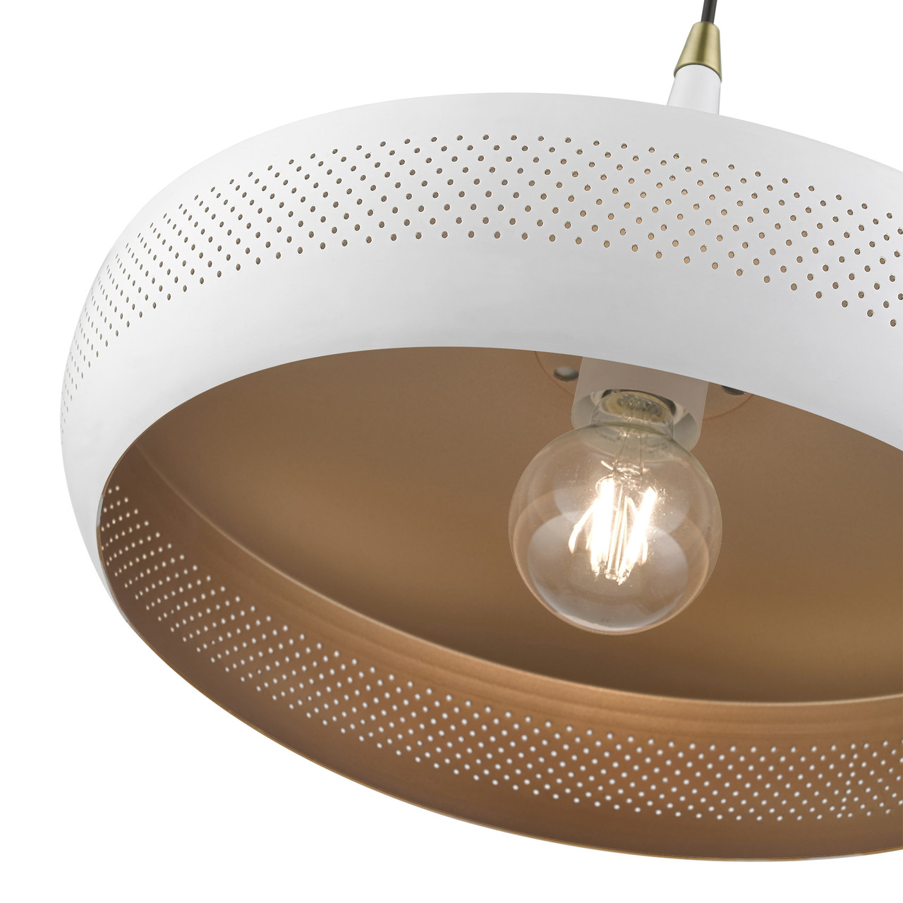 LIVEX LIGHTING 49353-03 1 Light White with Antique Brass Accents Pendant