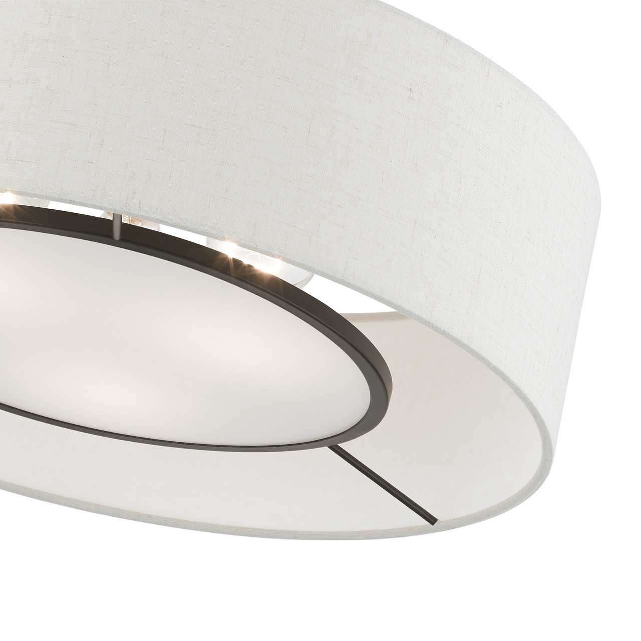 LIVEX LIGHTING 40143-92 3 Light Brushed Nickel with Shiny White Accents Semi-Flush