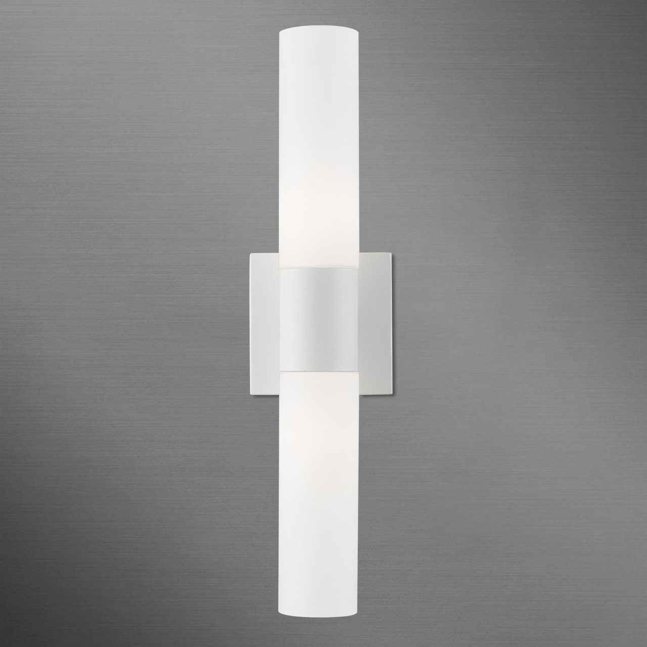 LIVEX LIGHTING 10102-03 2 Light White with Brushed Nickel Accent ADA Vanity Sconce LIVEX LIGHTING 10102-03 2 Light White with Brushed Nickel Accent ADA Vanity Sconce