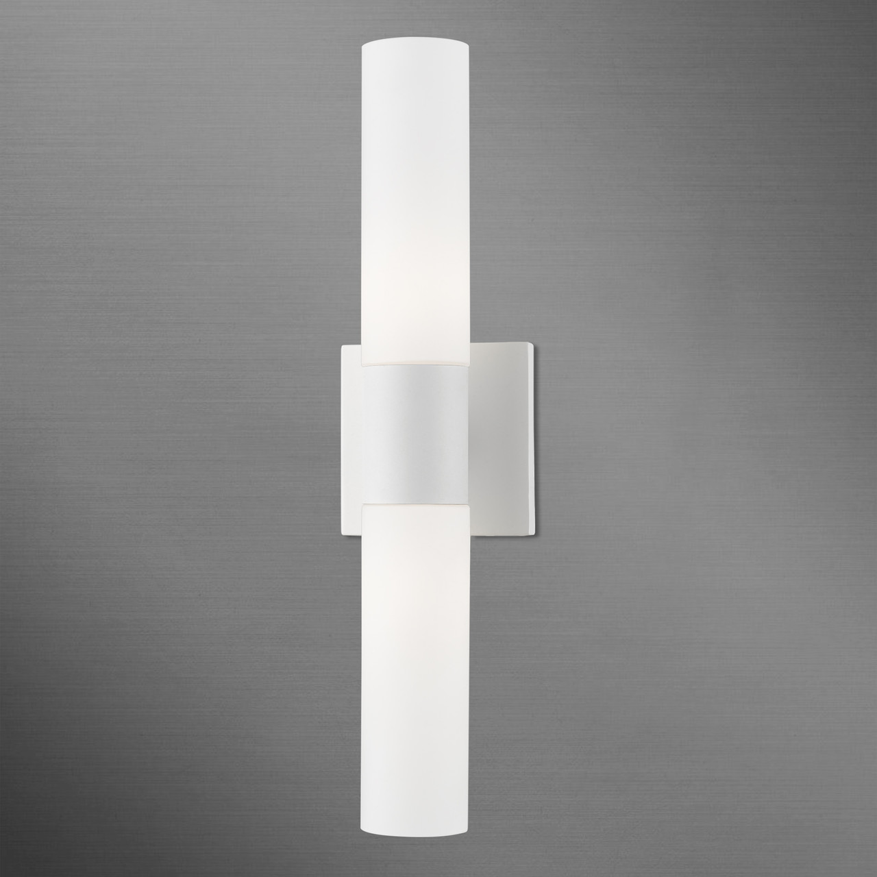 LIVEX LIGHTING 10102-03 2 Light White with Brushed Nickel Accent ADA Vanity Sconce LIVEX LIGHTING 10102-03 2 Light White with Brushed Nickel Accent ADA Vanity Sconce