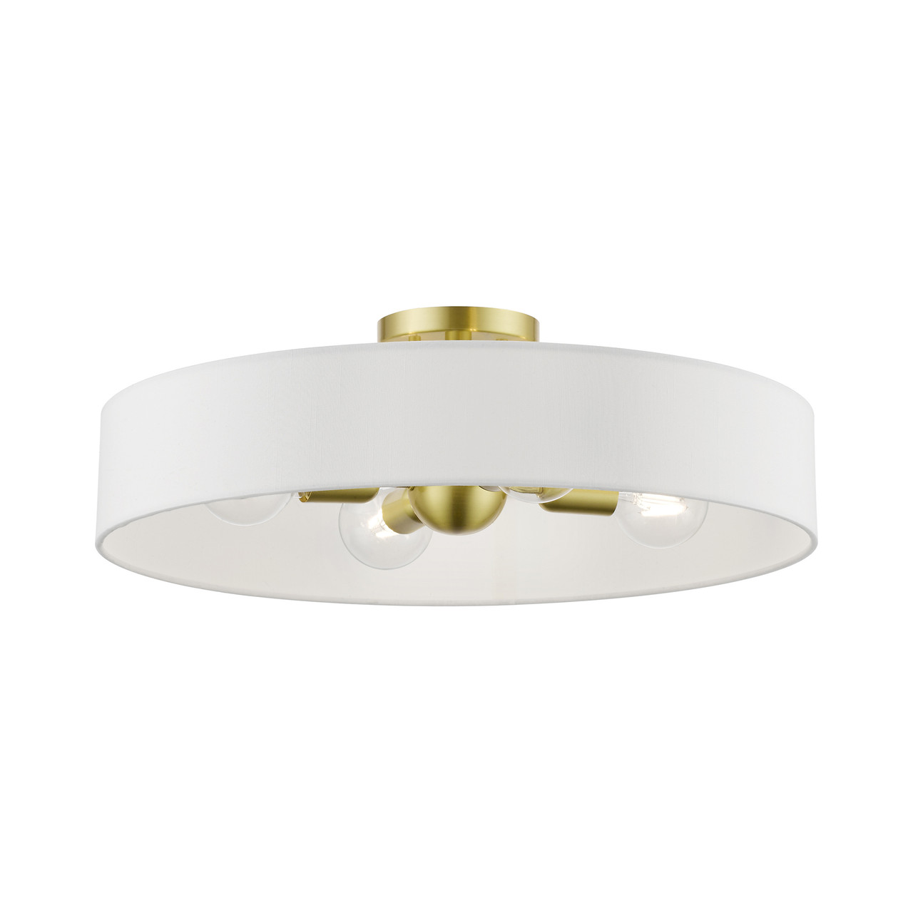 LIVEX LIGHTING 46928-12 4 Light Satin Brass with Shiny White Accents Large Semi-Flush