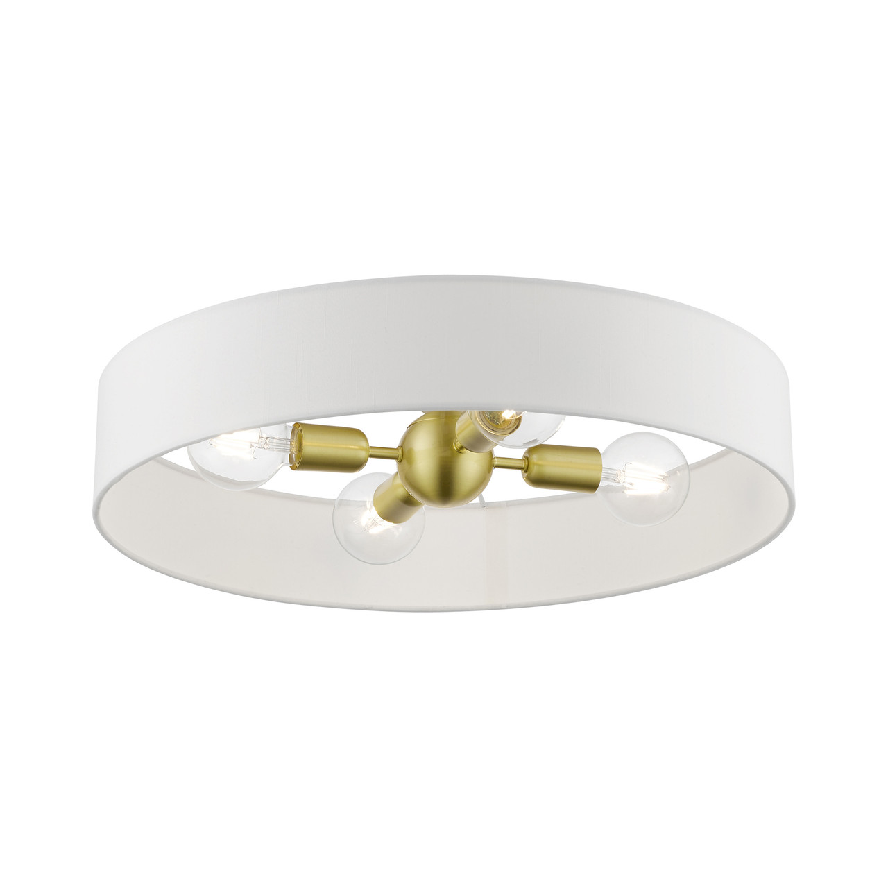 LIVEX LIGHTING 46928-12 4 Light Satin Brass with Shiny White Accents Large Semi-Flush