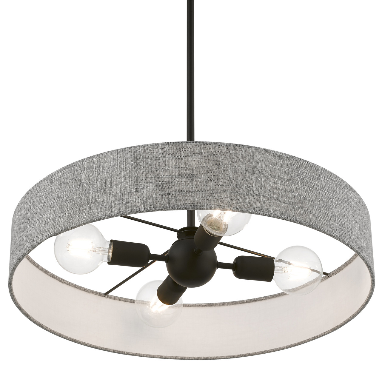 LIVEX LIGHTING 46144-04 4 Light Black Medium Drum Pendant