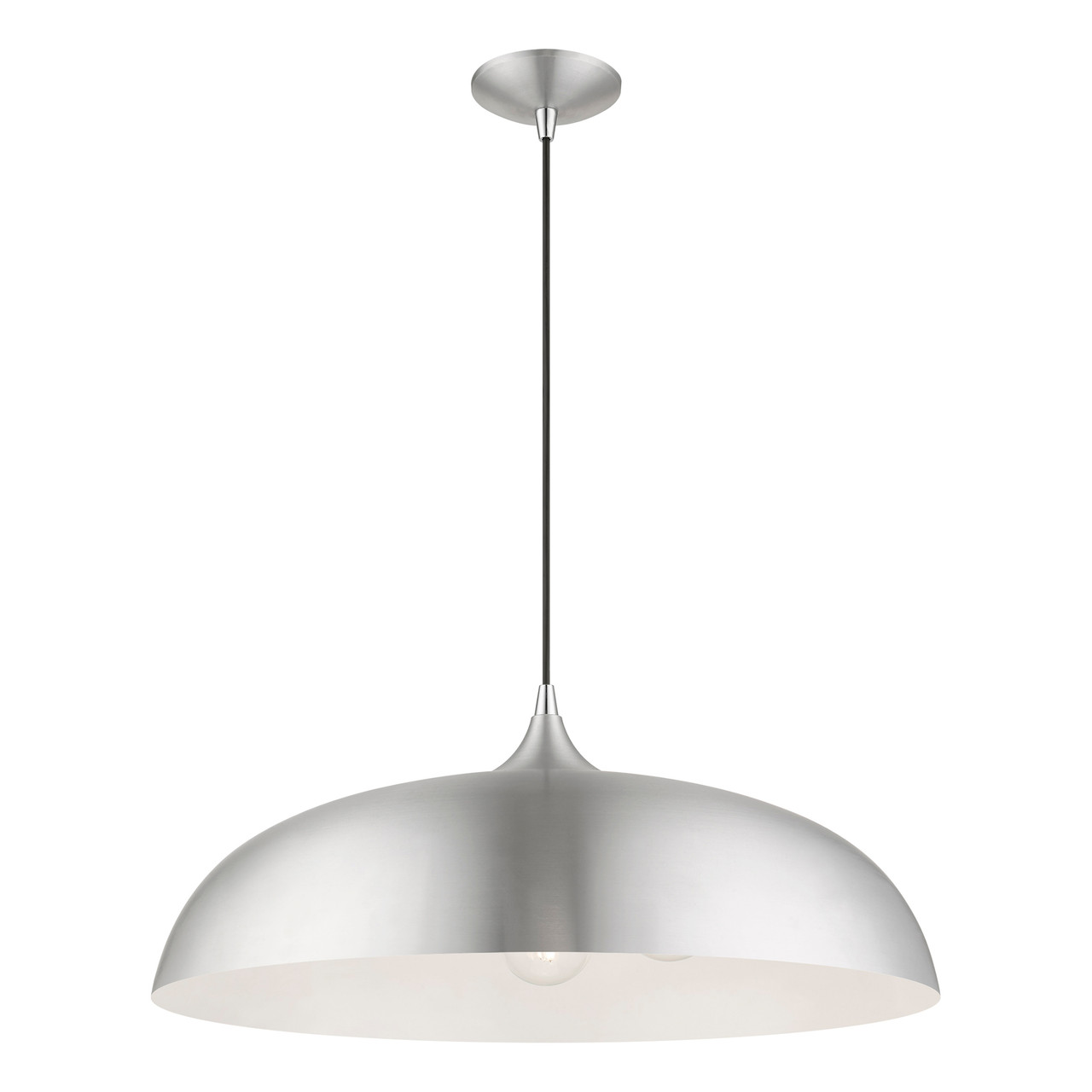 LIVEX LIGHTING 49234-66 3 Light Brushed Aluminum with Polished Chrome Accents Large Pendant