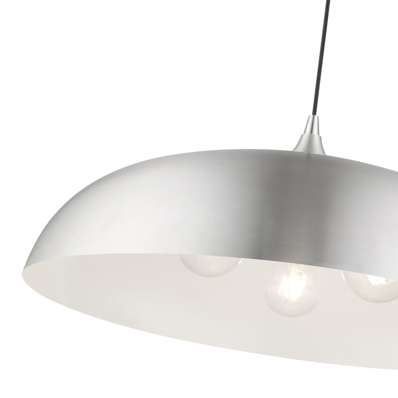 LIVEX LIGHTING 49234-66 3 Light Brushed Aluminum with Polished Chrome Accents Large Pendant