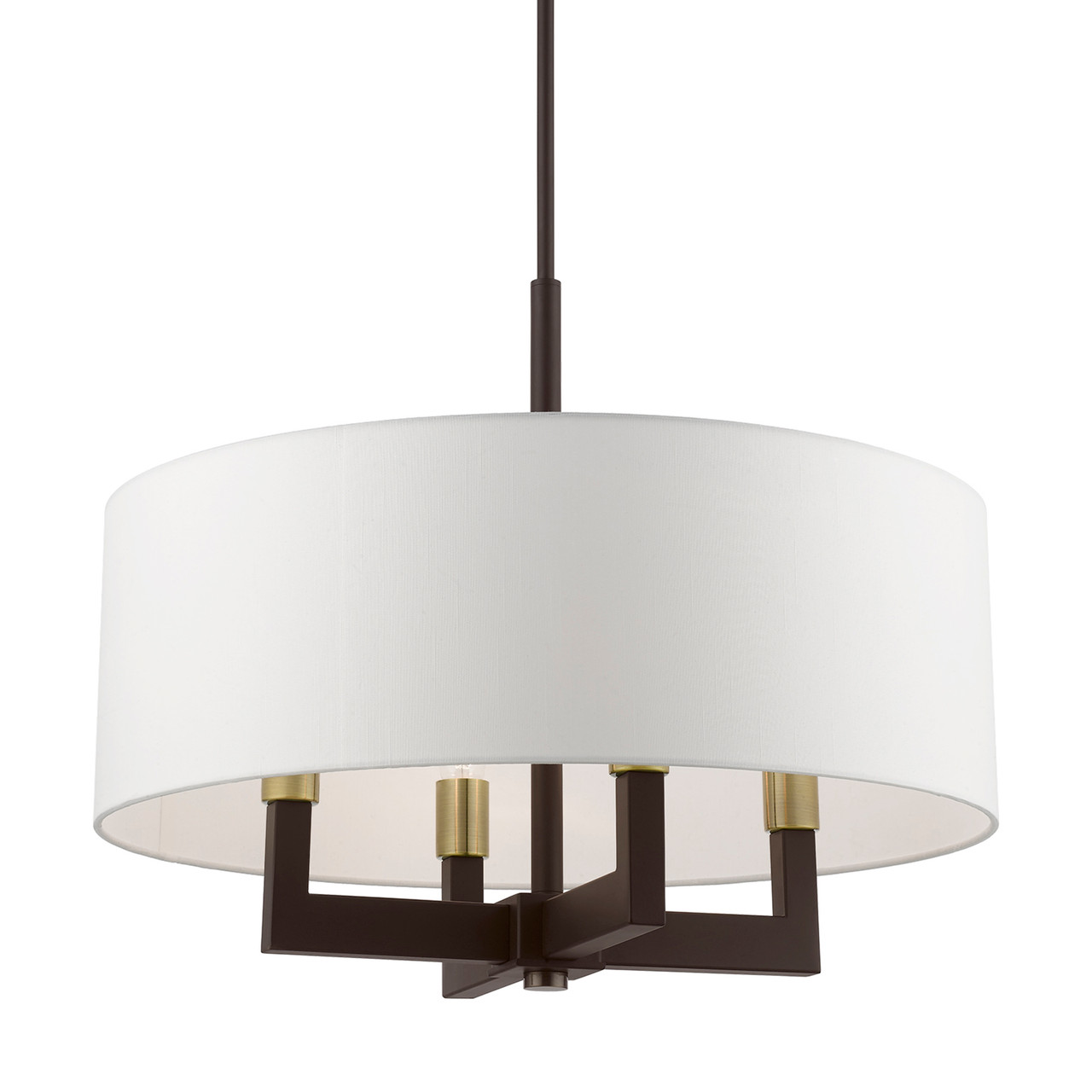 LIVEX LIGHTING 48786-07 4 Light Bronze with Antique Brass Accents Pendant Chandelier