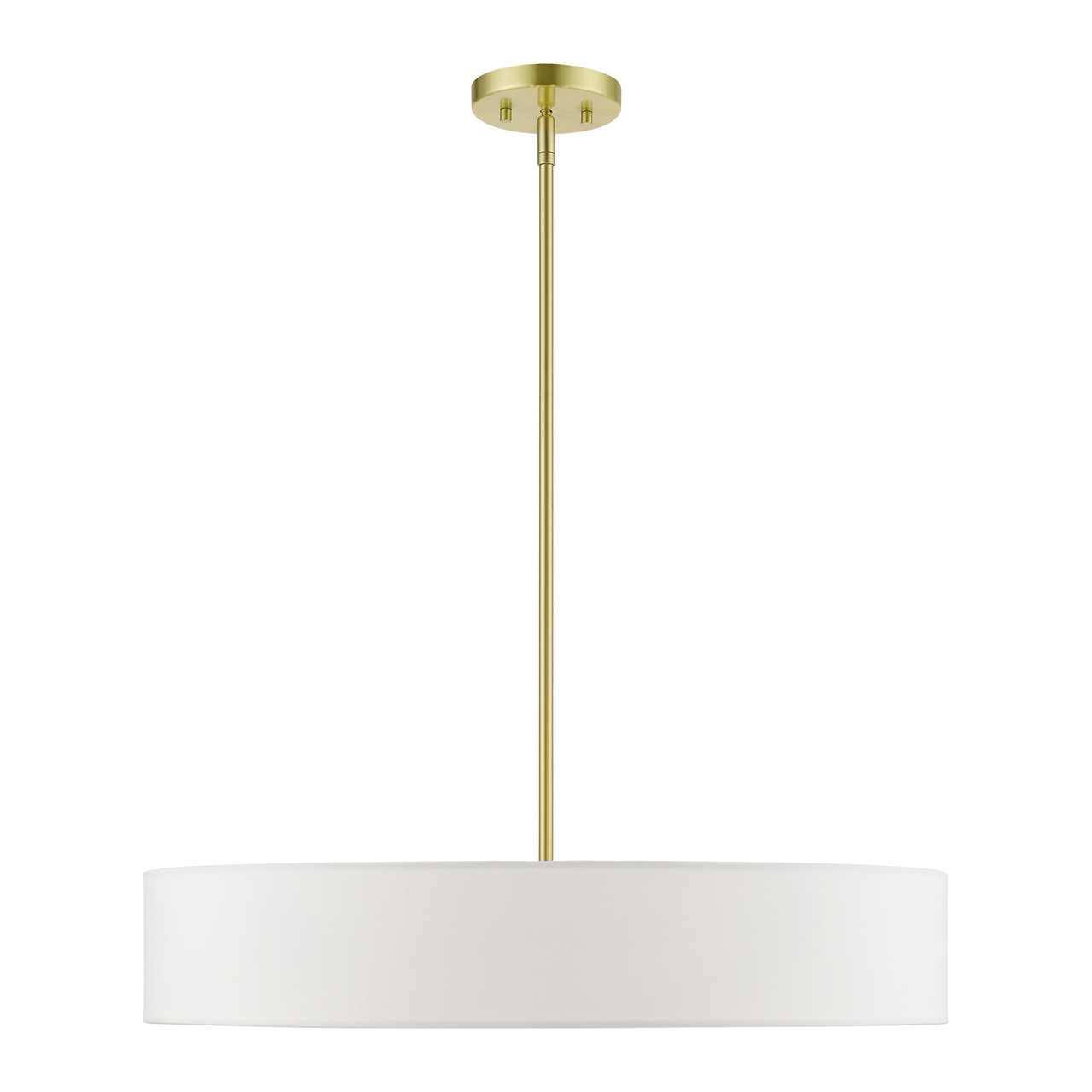 LIVEX LIGHTING 46925-12 5 Light Satin Brass with Shiny White Accents Large Drum Pendant