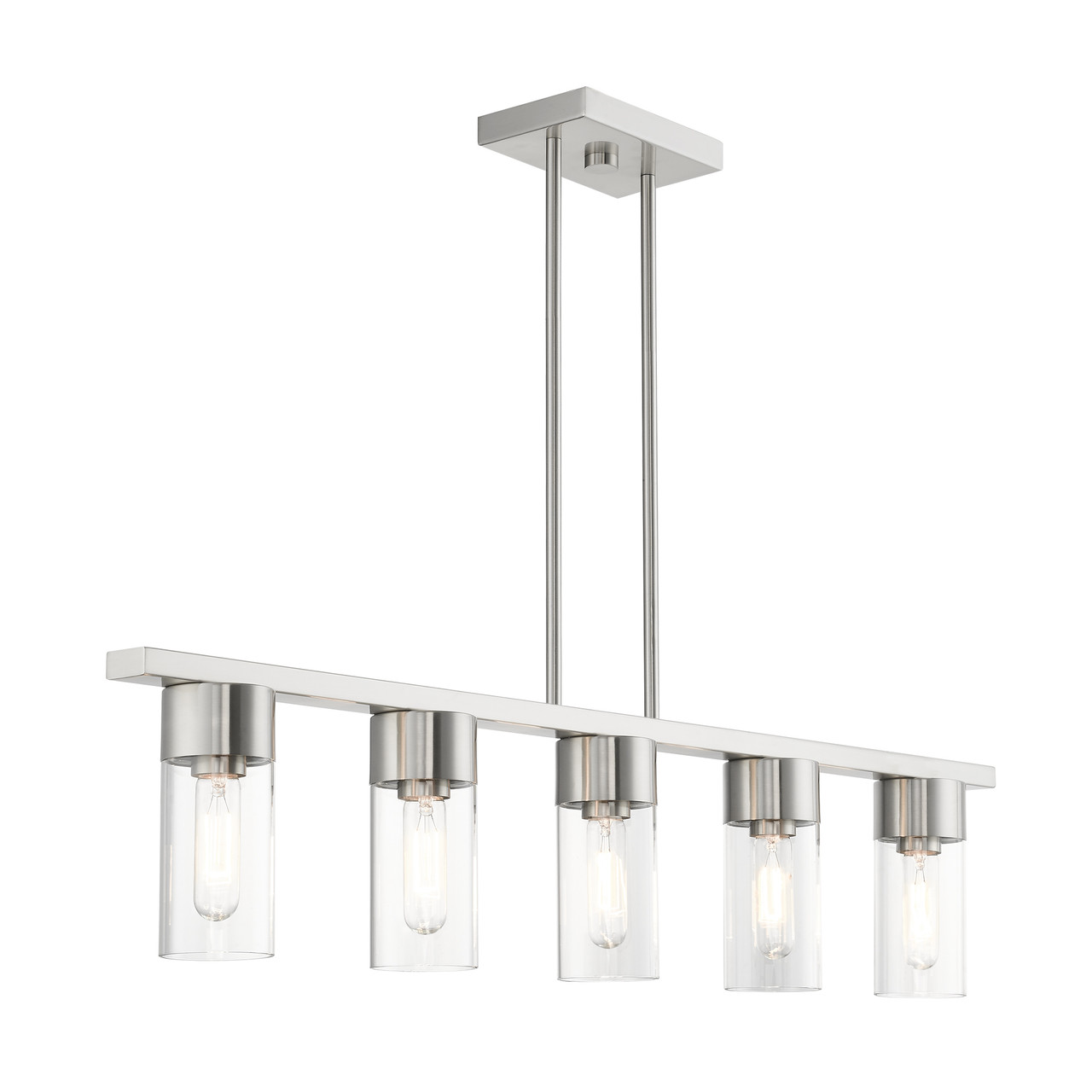 LIVEX LIGHTING 48765-91 5 Light Brushed Nickel Linear Chandelier